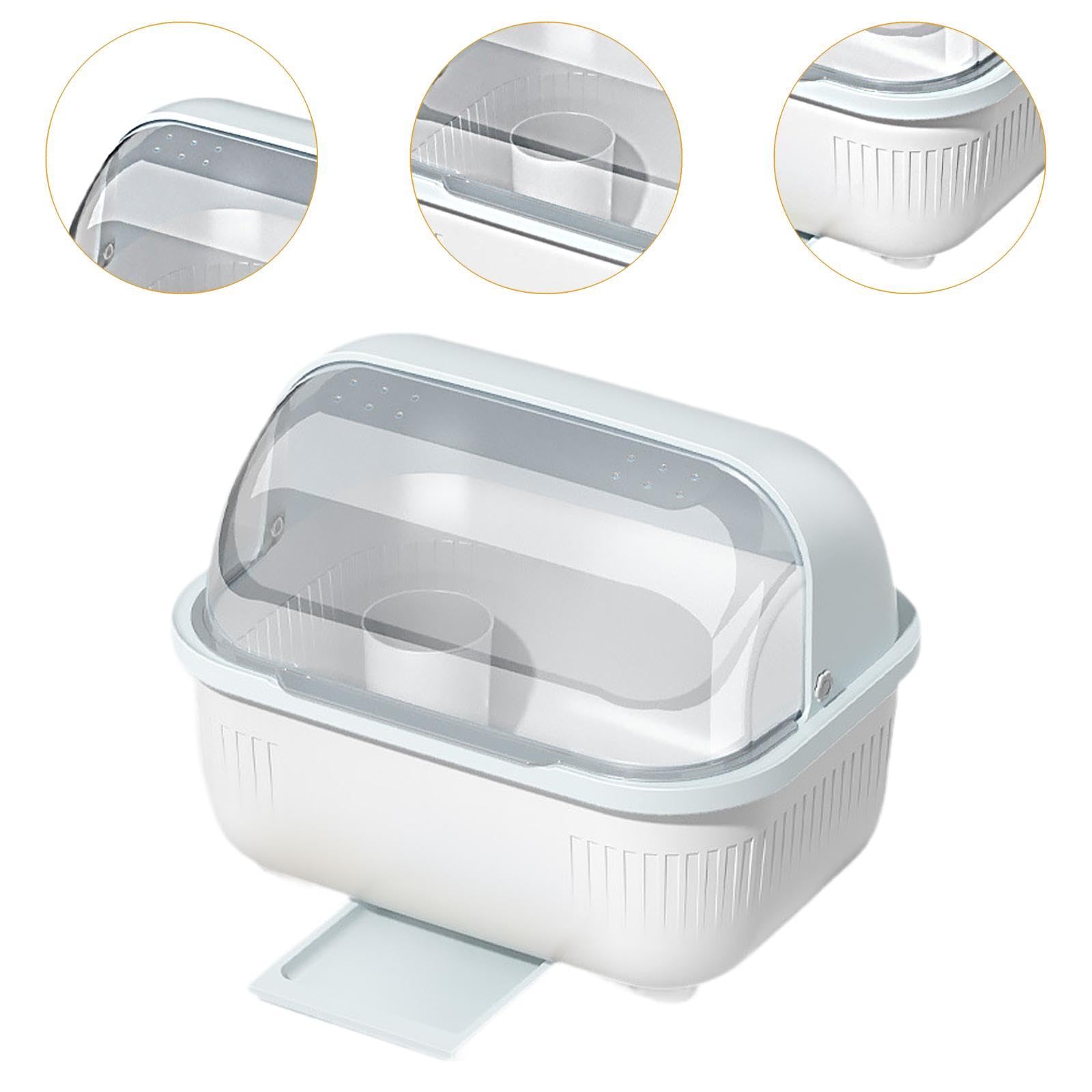 Escurridor de Platos, Escurridor de Platos con Tapa, Organizador de Platos, Vajilla con Tapa, Escurridor de Tazones, Soporte para Cubiertos, Azul