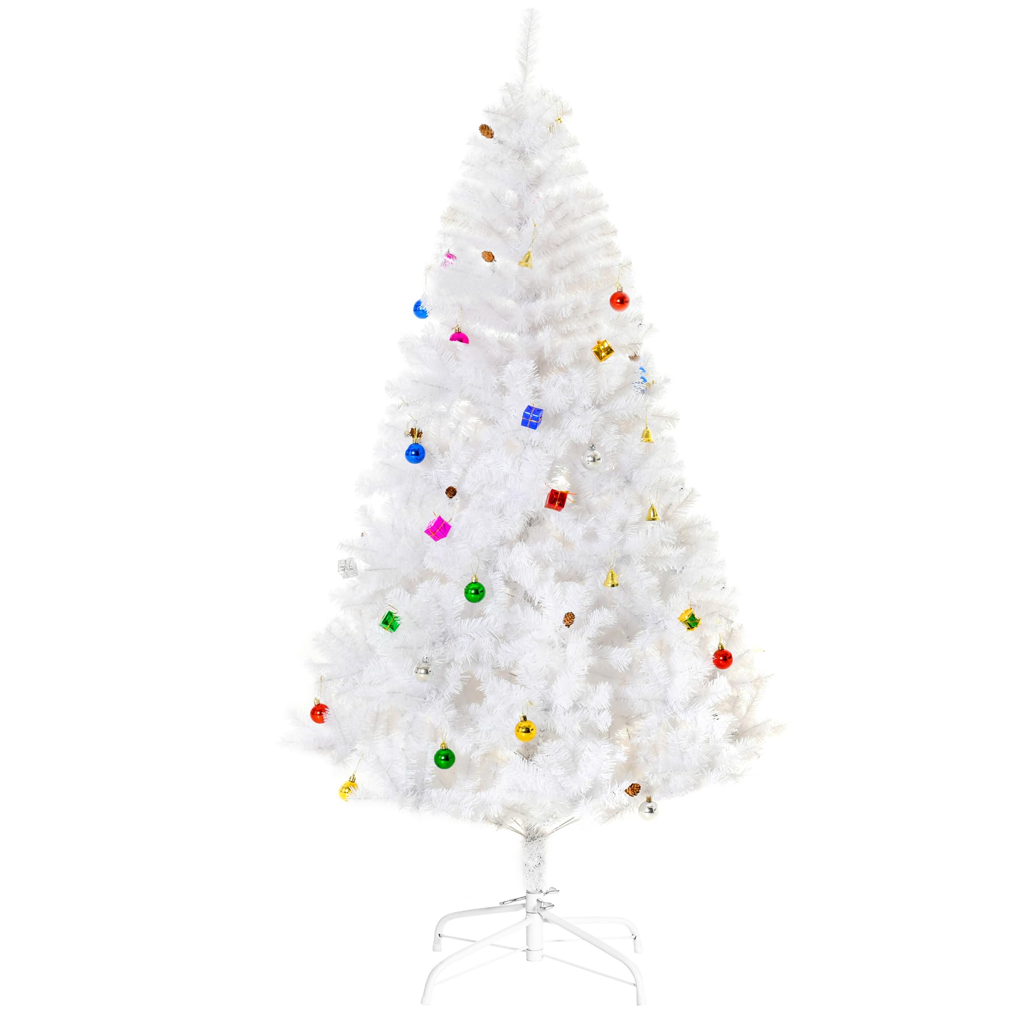 HOMCOM Künstlicher Weihnachtsbaum 180 cm mit Kugeln inkl. Metallständer