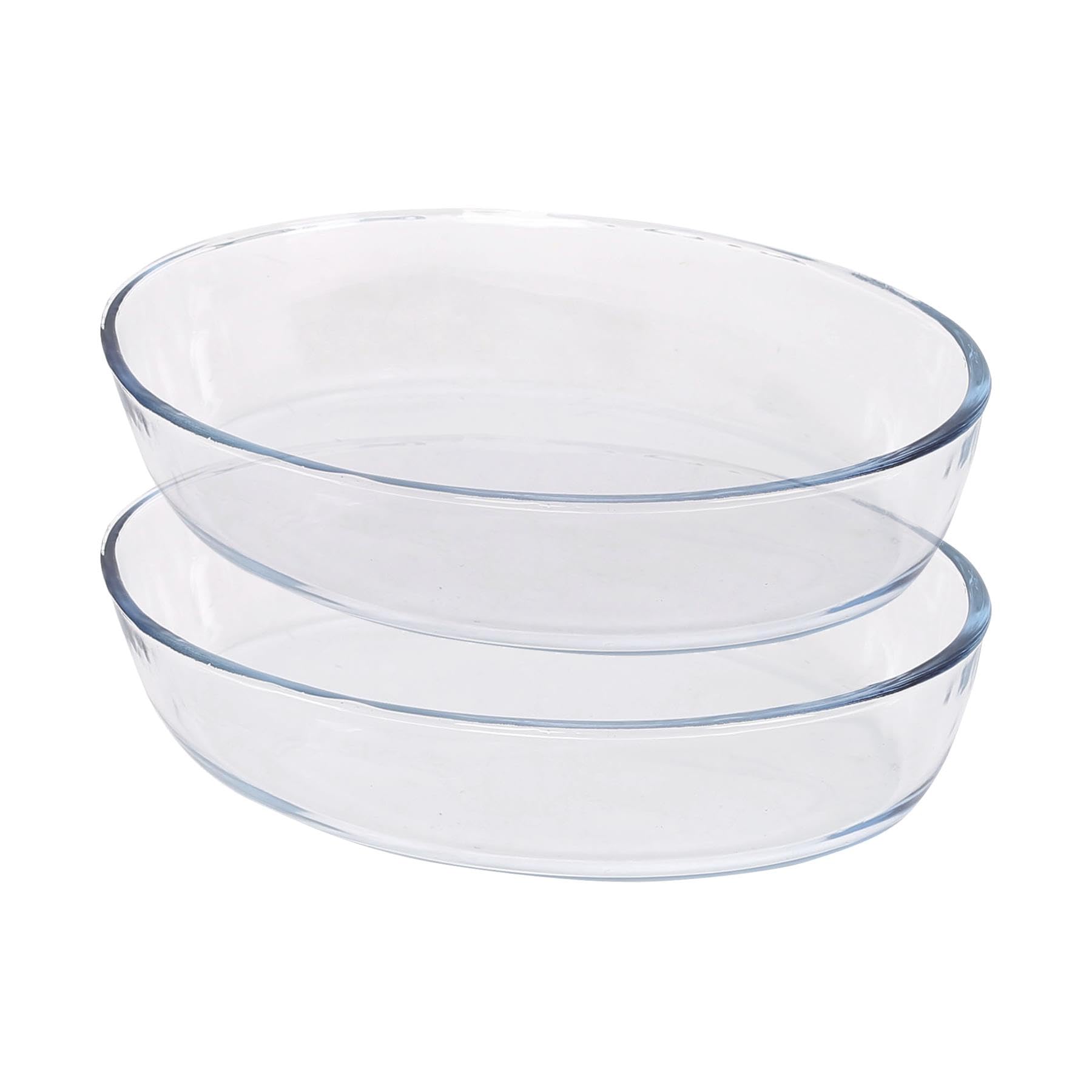 Argon Tableware Oval Glass Oven Dishes - 26cm x 18cm - 2x Small Deep Baking Casserole Lasagne Roasting Roaster Cooking Tray Bowl | Microwave Safe, Freezer Safe