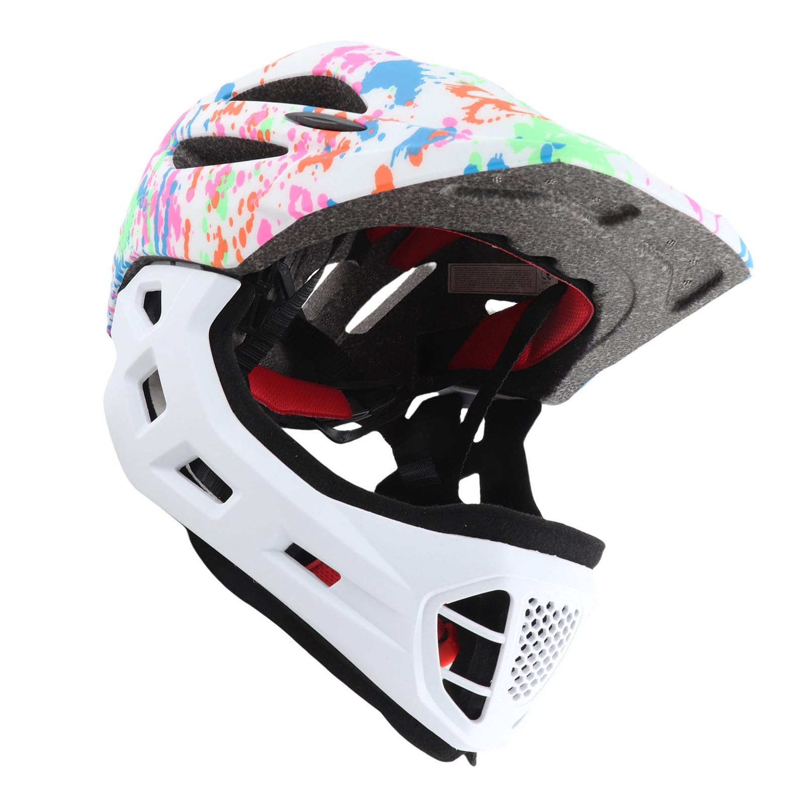 Full Face Adjustable Kids Bike Helmets, Lightweight Toddler Helmets with LED Light, Ventilation, for Sun Protection with Sponge Pad (M) — view 6