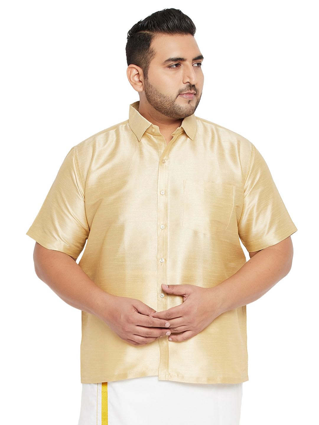 vastramay plus Men's Silk Blend Ethnic Shirt | Traditional South Indian Wear for Onam/Pongal Festival-picture-35