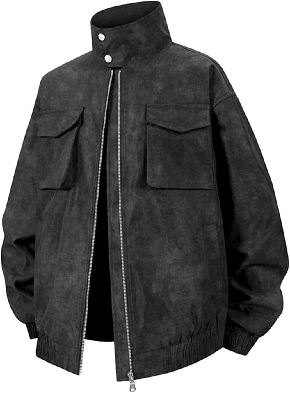 Warm Soft Coat for Men Casual Full Zip Up Long Sleeve Jackets with Pockets Loose Fit Solid Color Fashion Outerwear