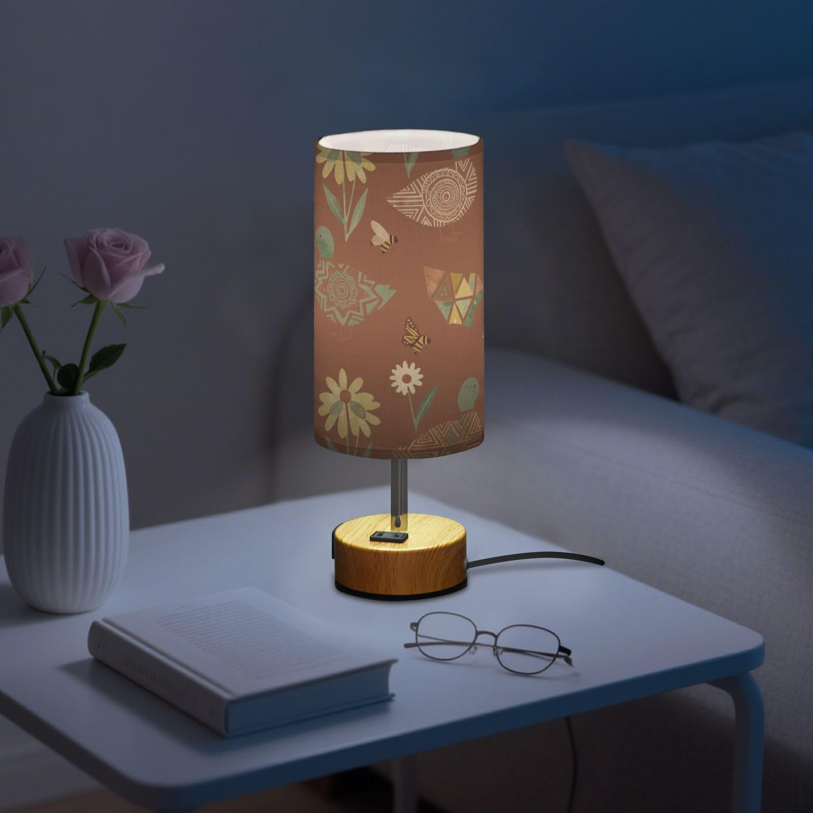 Yuiboo Lampy stołowe z portami USB C+A, lampki nocne