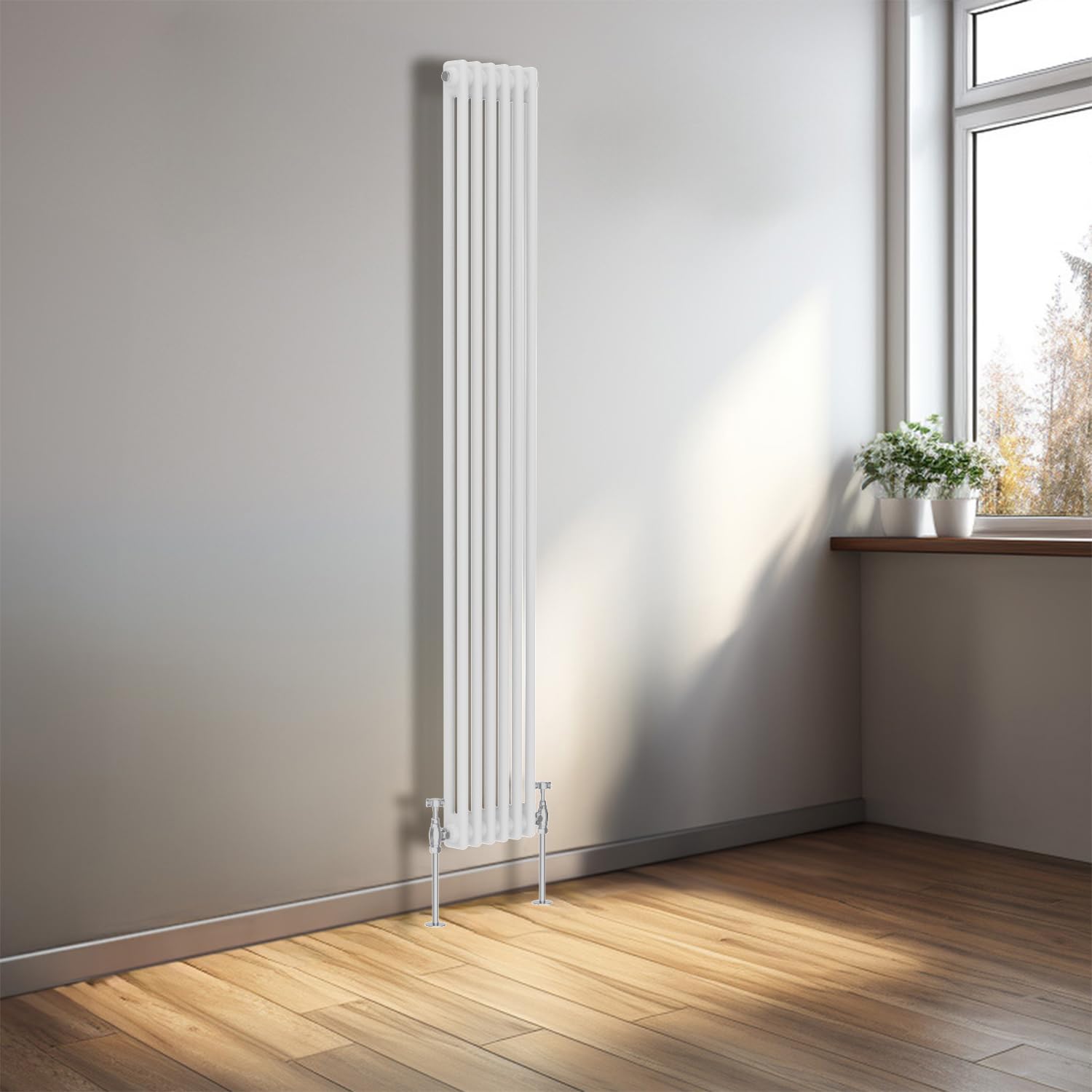 NRG 1800x290 Cast Iron Vertical Radiator Gloss White 2 Column Central Heating Rads โ image 1