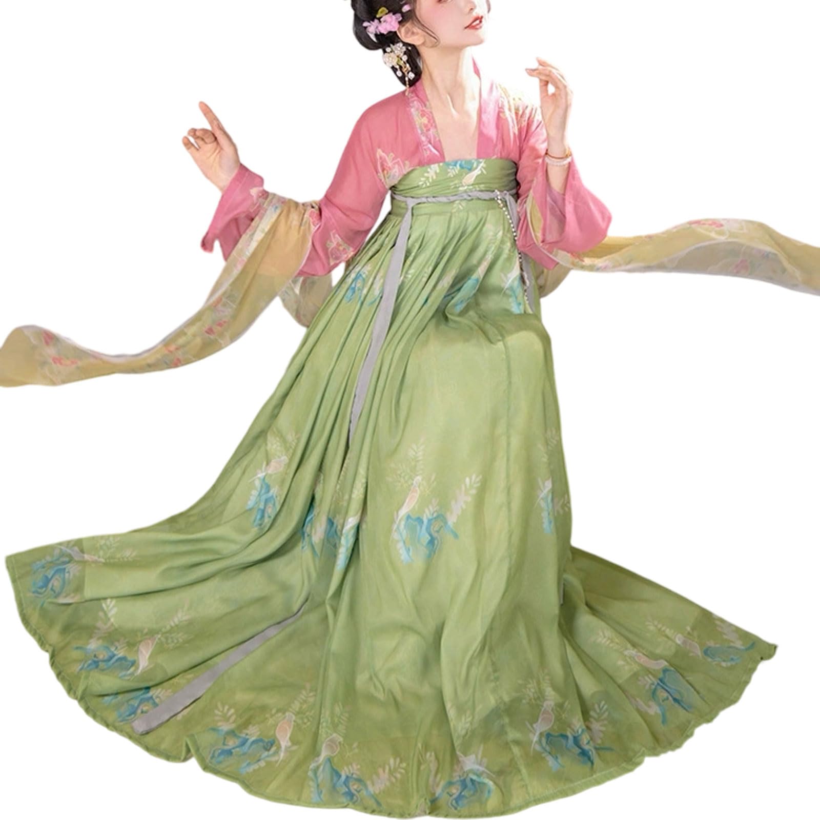 Robe hanfu style chinois ancien aux finitions traditionnelles