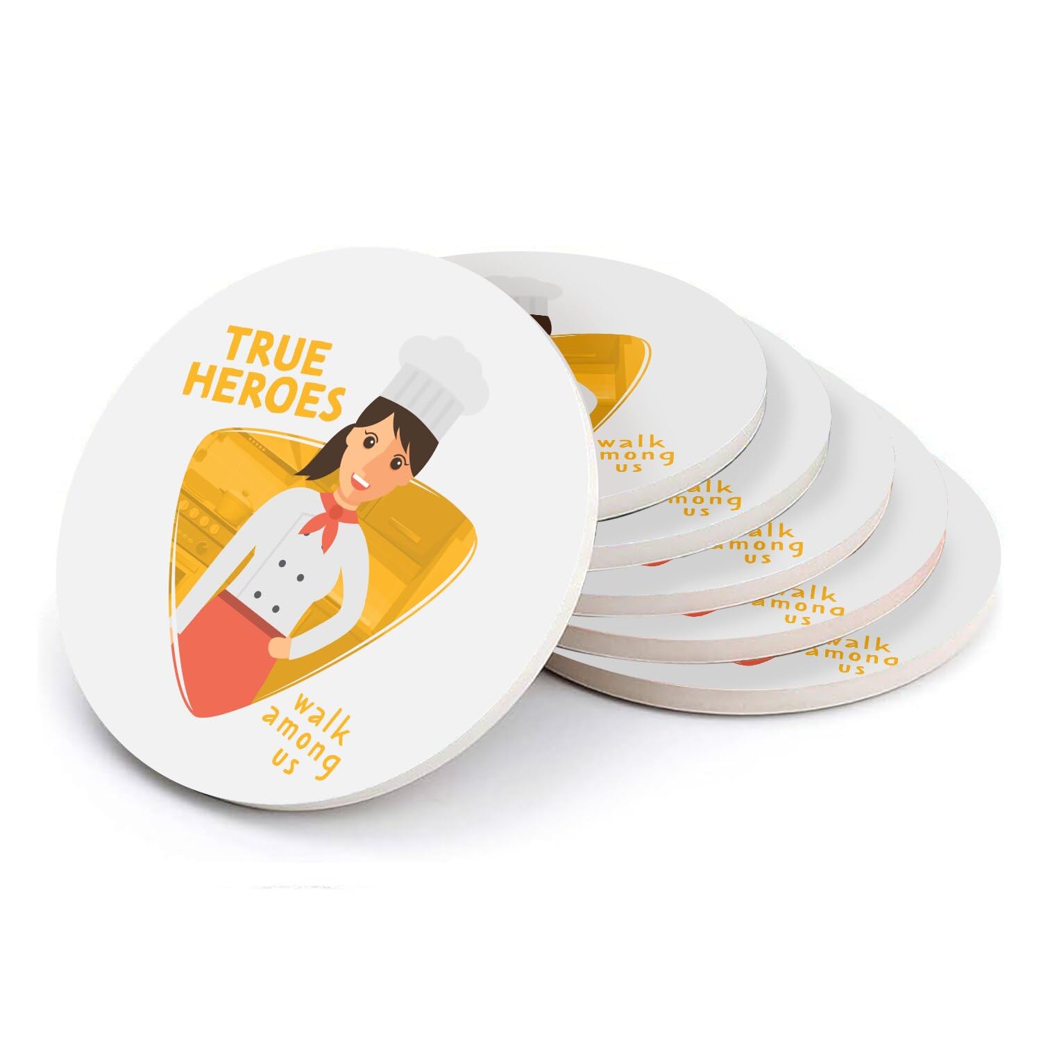 Sous verre ronds en céramique Chef Heroes pour embellir vos apéritifs et tables de fête entre amis