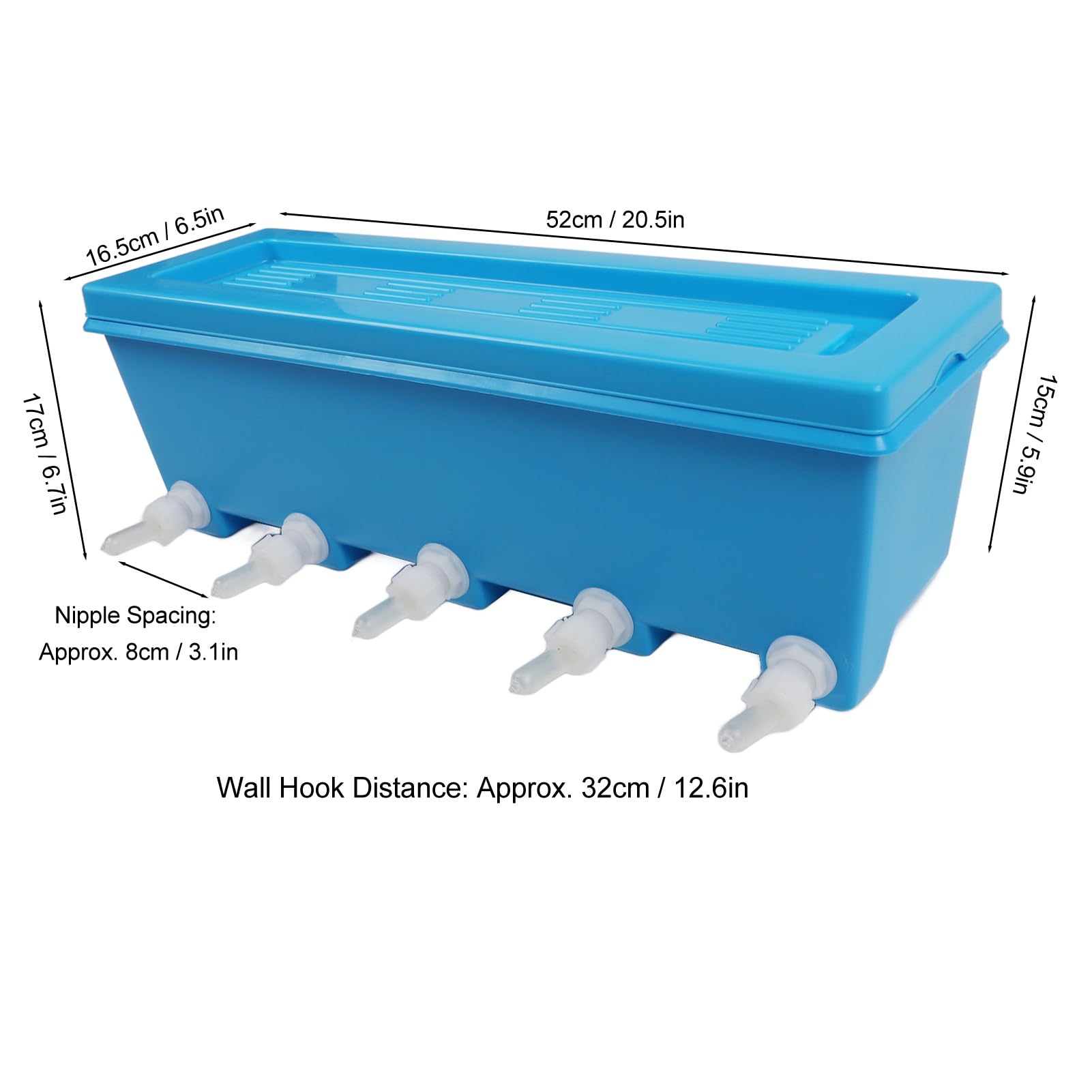 Qcwwy Secchio per l'allattamento del Latte con 5 Tettarelle, Mangiatoia Agricola Durevole per Bovini e Ovini, capacità di 8 Litri per Farmaci e Assunzione di Acqua