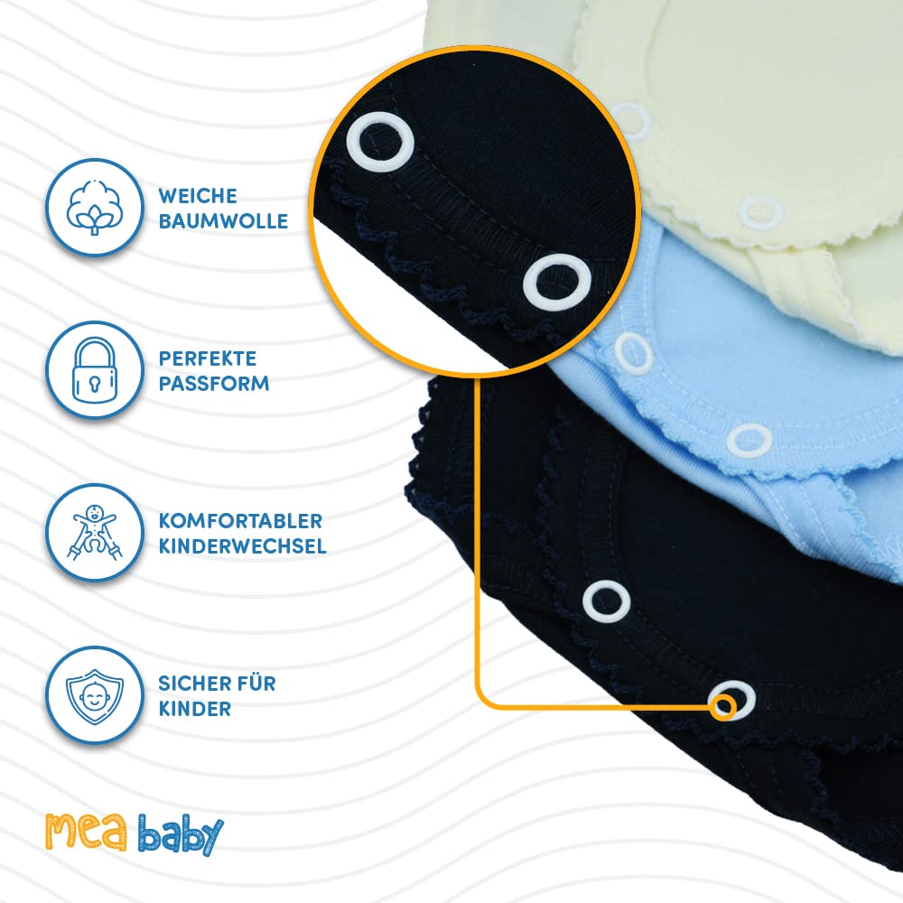 MEA BABY body de bebé unisex cruzado de manga larga 100% algodón, juego de 5, con estampado para niñas y niños (62, niño3)