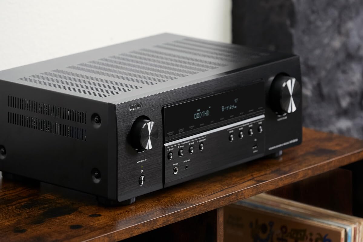 Denon AVC-S670H Amplificateur AV Home Cinéma 5.2 Canaux, 140W, Son Surround Haute Définition, HDMI 8K, HEOS Built-in, Wi-FI, Bluetooth, AirPlay 2, Compatible Alexa - Noir
