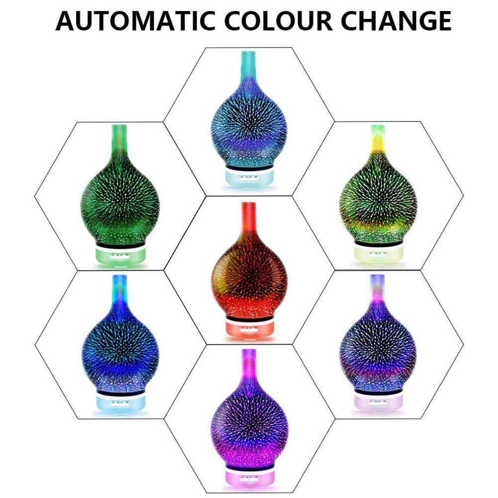 Diffisore per Oli Essenziali, Humidifier Diffusore di Aromi Diffusore di Oli Essenziali Ultrasuoni con 7 Luci LED Colorate
