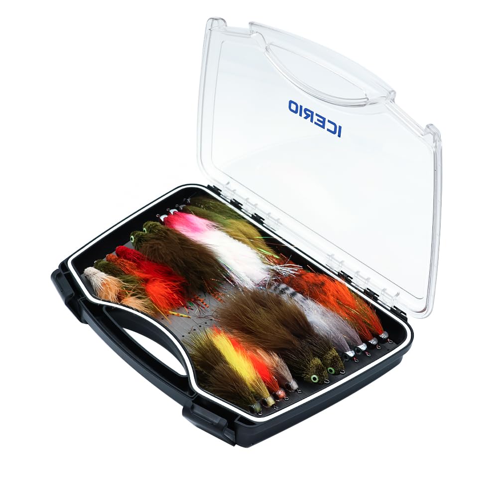 20-teiliges Fliegenfischen-Fliegen-Set, verschiedene Trocken- und Nassfliegen mit Angelbox für Süßwasser, Salzwasser, Forelle, Barsch, Lachs