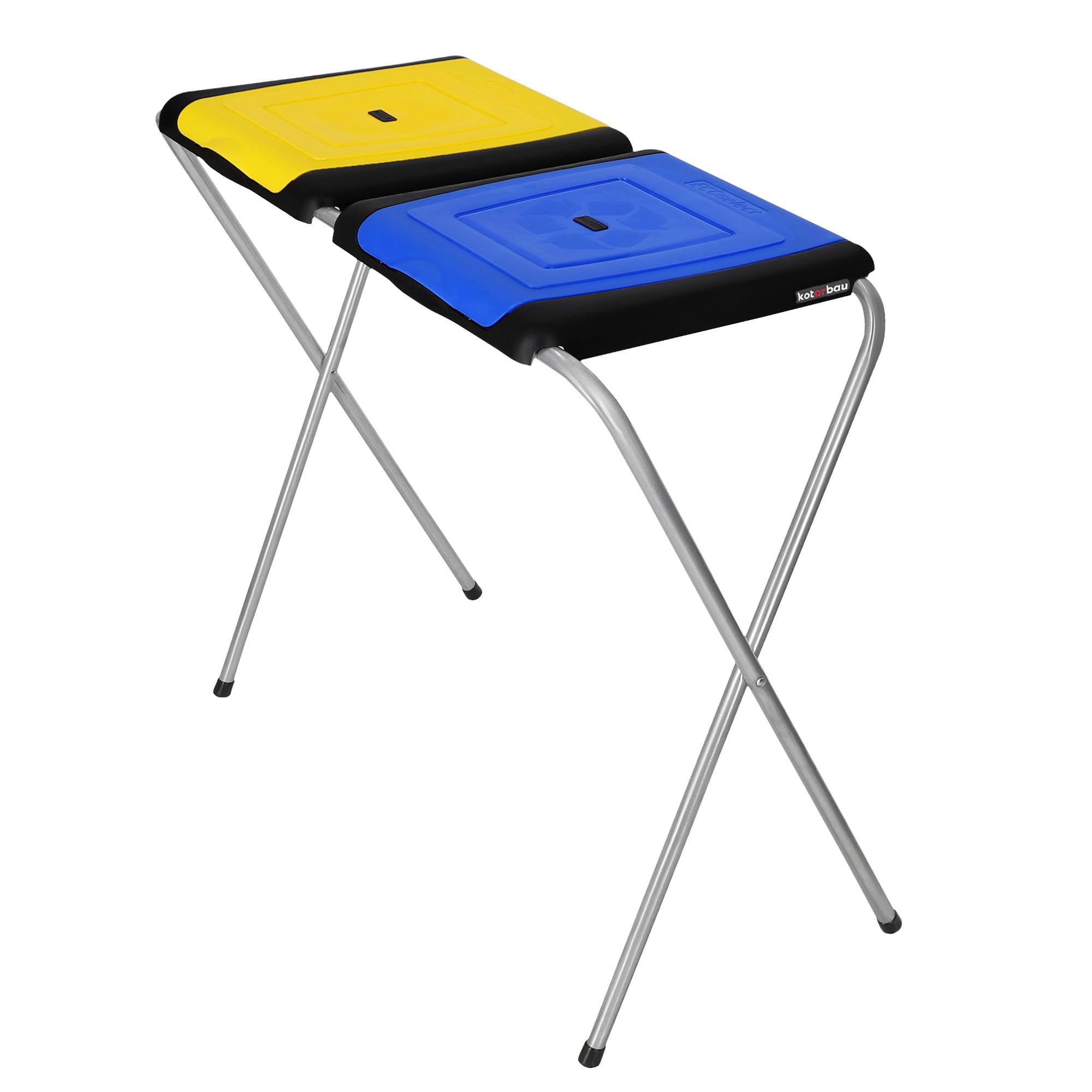 KOTARBAU® Soporte doble para bolsas de basura, 33 x 77 x 85 cm, color azul y amarillo, soporte de metal y plástico, soporte para bolsas de basura, soporte para bolsas de basura, soporte para bolsas de