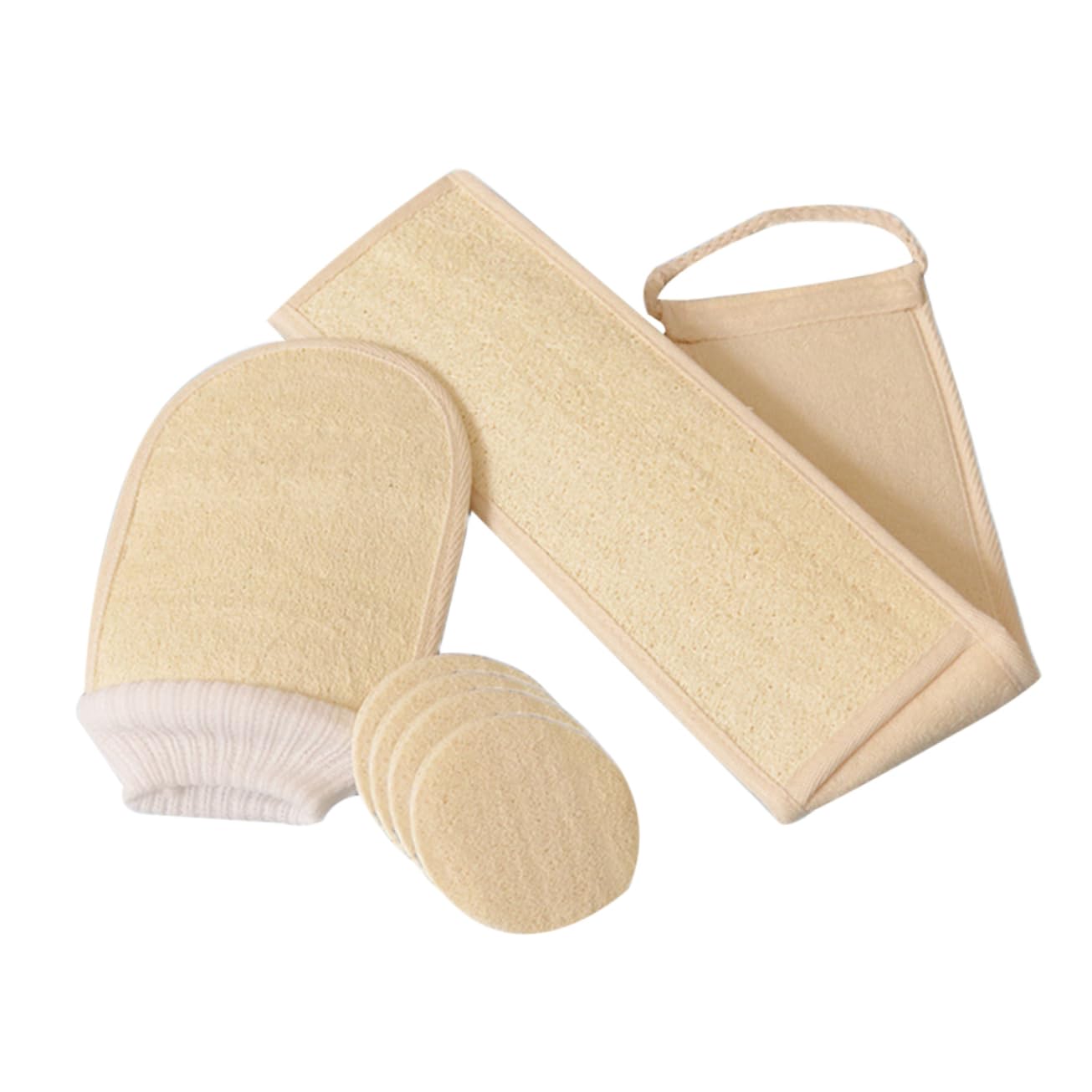 FRCOLOR Juego De Baño De Lufa Completo 6 Piezas Guantes Exfoliantes Correa Para Lavar La Espalda Exfoliante Corporal Ideal Para Spa y