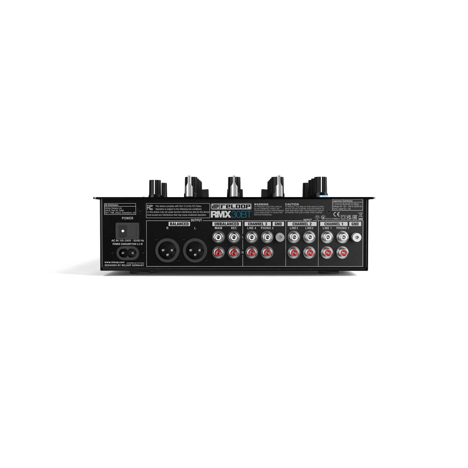 Reloop RMX-30 BT - Allround-DJ-Mixer für kabelloses Musik-Streaming vom Smartphone oder Tablet direkt zum Mixer