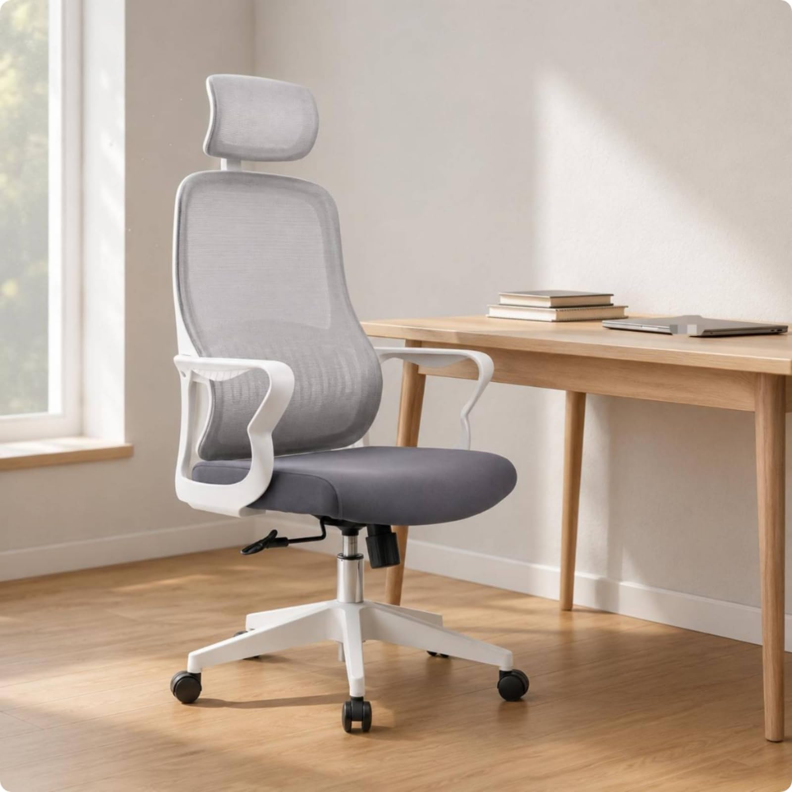 Sedia da Ufficio Ergonomica Sedia da Scrivania Sedia Girevole Sedia Operativa con Rete Cuscino Seduta Morbido Braccioli Fissi E Ruote Girevoli Adatta, style to 1