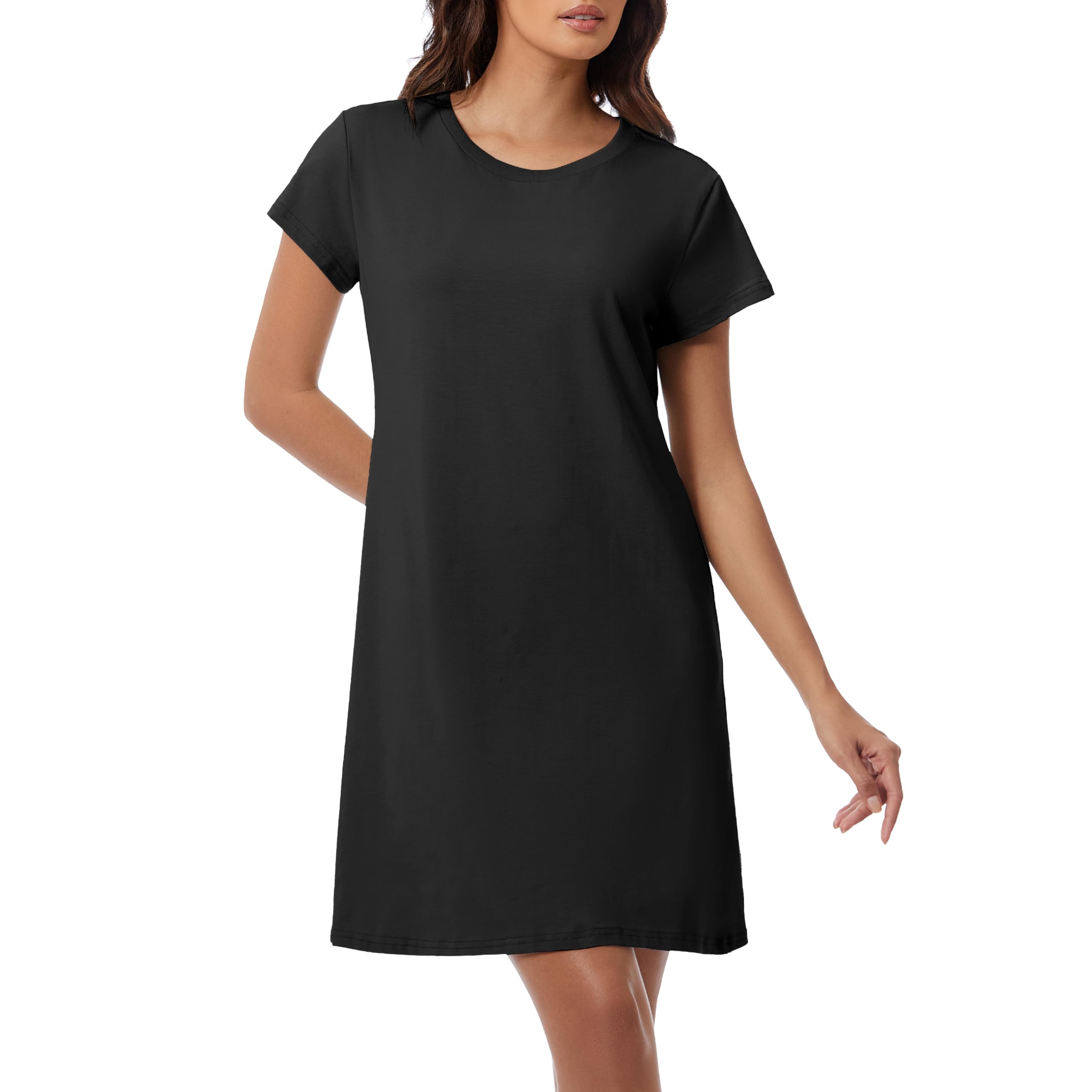 Xuepelit Nachthemd Damen Kurzarm Sommer Schlafshirt Damen Kurz Baumwolle Zweiteiliger Sleepshirt Nachtwäsche Schlafhemd S-2XL Zweiteiliger Sleepshirt Nachtwäsche Schlafhemd S-2XL
