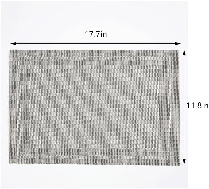 Weave Placemats Vinyl Woven Table Insulation MatsThick Striped for Kitchen Dining Room(White-Patch Five-Pointed star4)
