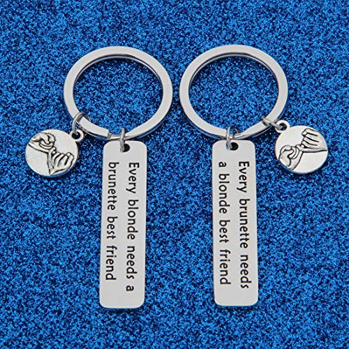 WUSUANED Every Brunette/Blonde Needs A Blonde/Brunette Best Friend Keychain Set Back to School Gift for BFF4