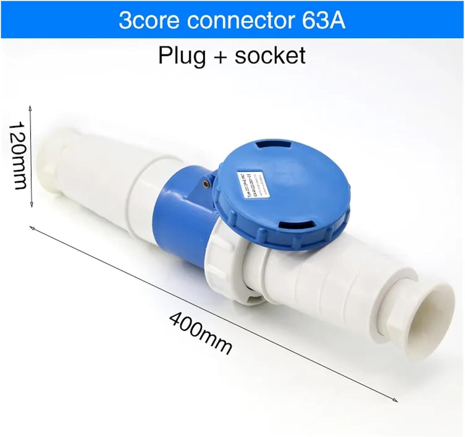 Waterproof and Explosion-Proof Industrial Aviation Plug and Socket 3-core 4-core 5-core Hole 63A Connector Aviation Plug Docking(3 Core Blue)