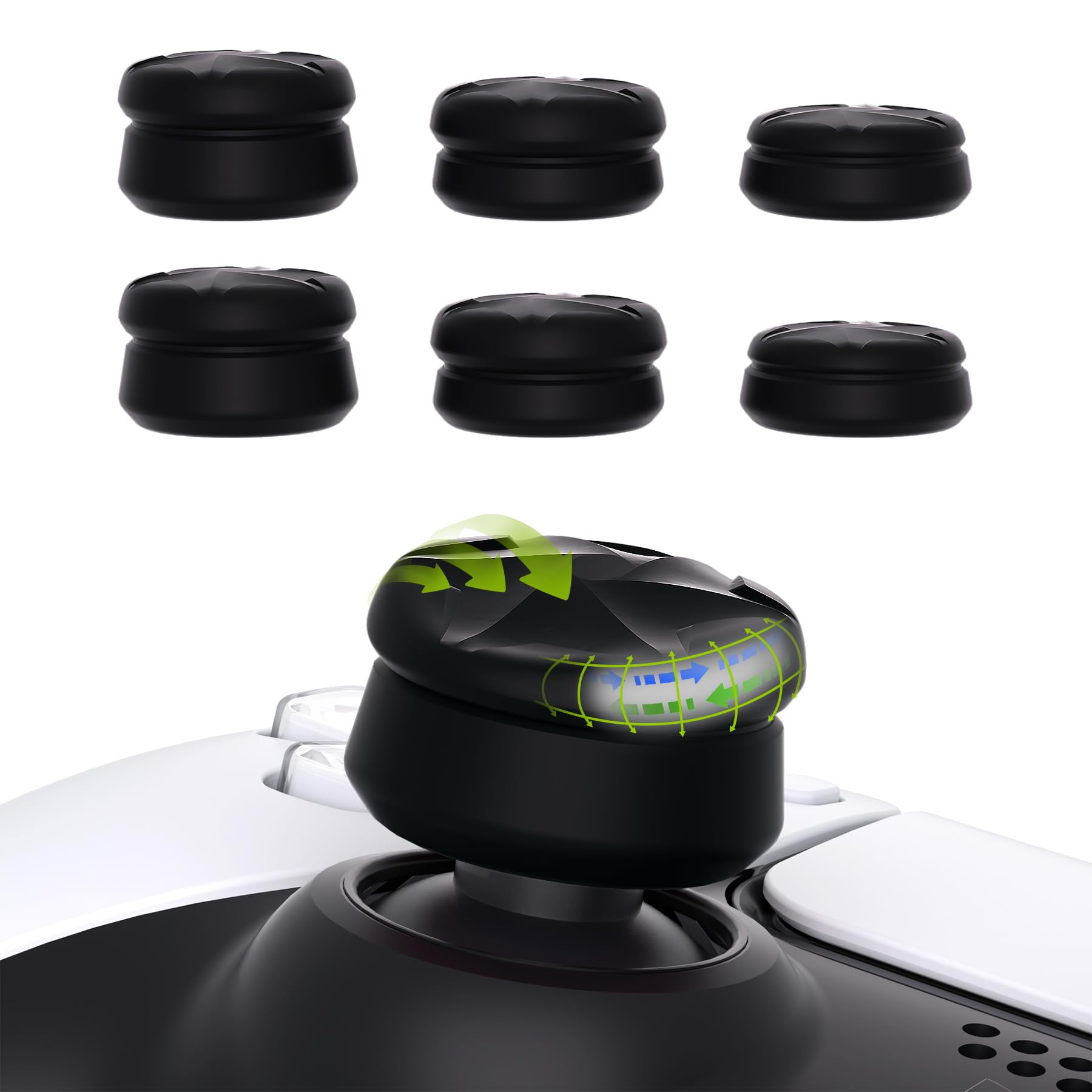 PlayVital Razor 3 Pary Thumbs Cushion Caps Uchwyty Osłony Joysticka do ps5 Nakładki na Kciuki do ps4, do Xbox Series X/S, do Xbox Core/Xbox One/Elite Series 2,do Switch Pro Kontroler-Czarny
