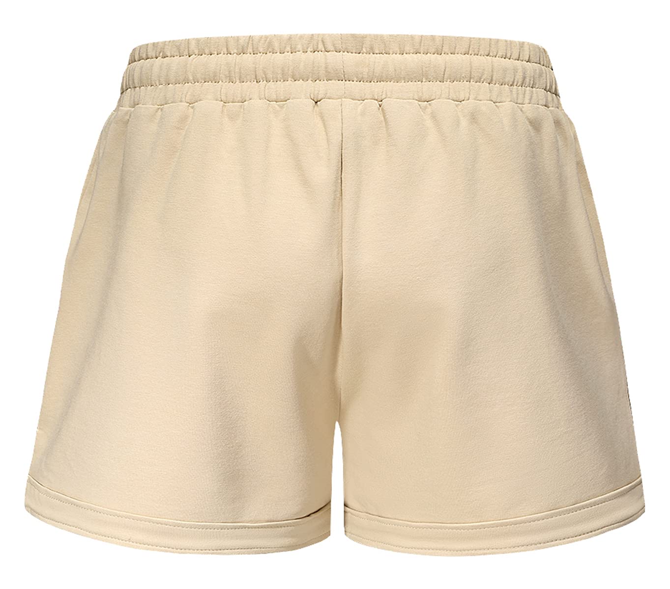 Fuwenni Shorts for Women Casual Summer Elastic Waist Comfy Shorts with Drawstring Khaki M