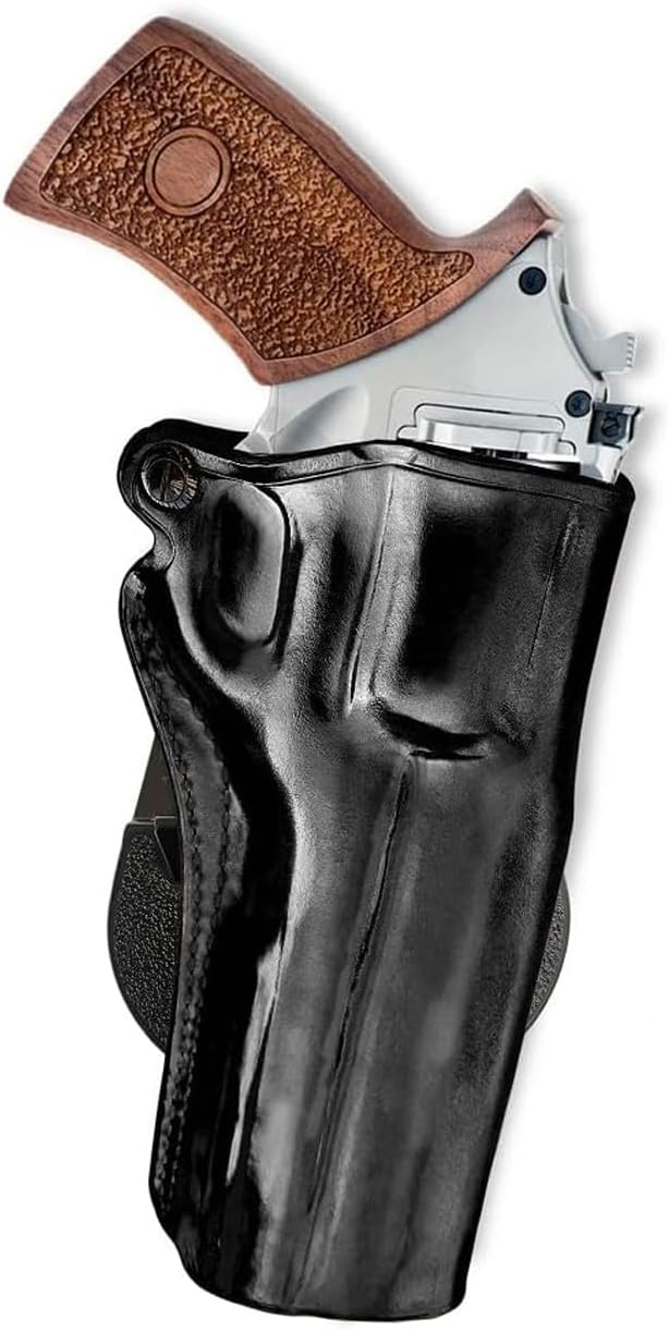 Masc Premium Leather OWB Paddle Holster with Open Top Fits, Rhino 60DS 357 Mag/9mm 6-inch, Right Hand Draw, Black Color #1266#