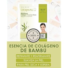 DERMAL Bamboo Collagen Essence Facial Mask Sheet 23g Pack of 10 - Hydrating & Calming, For Dewy and Glowing Skin, Daily Skin Treatment Solution Sheet Mask