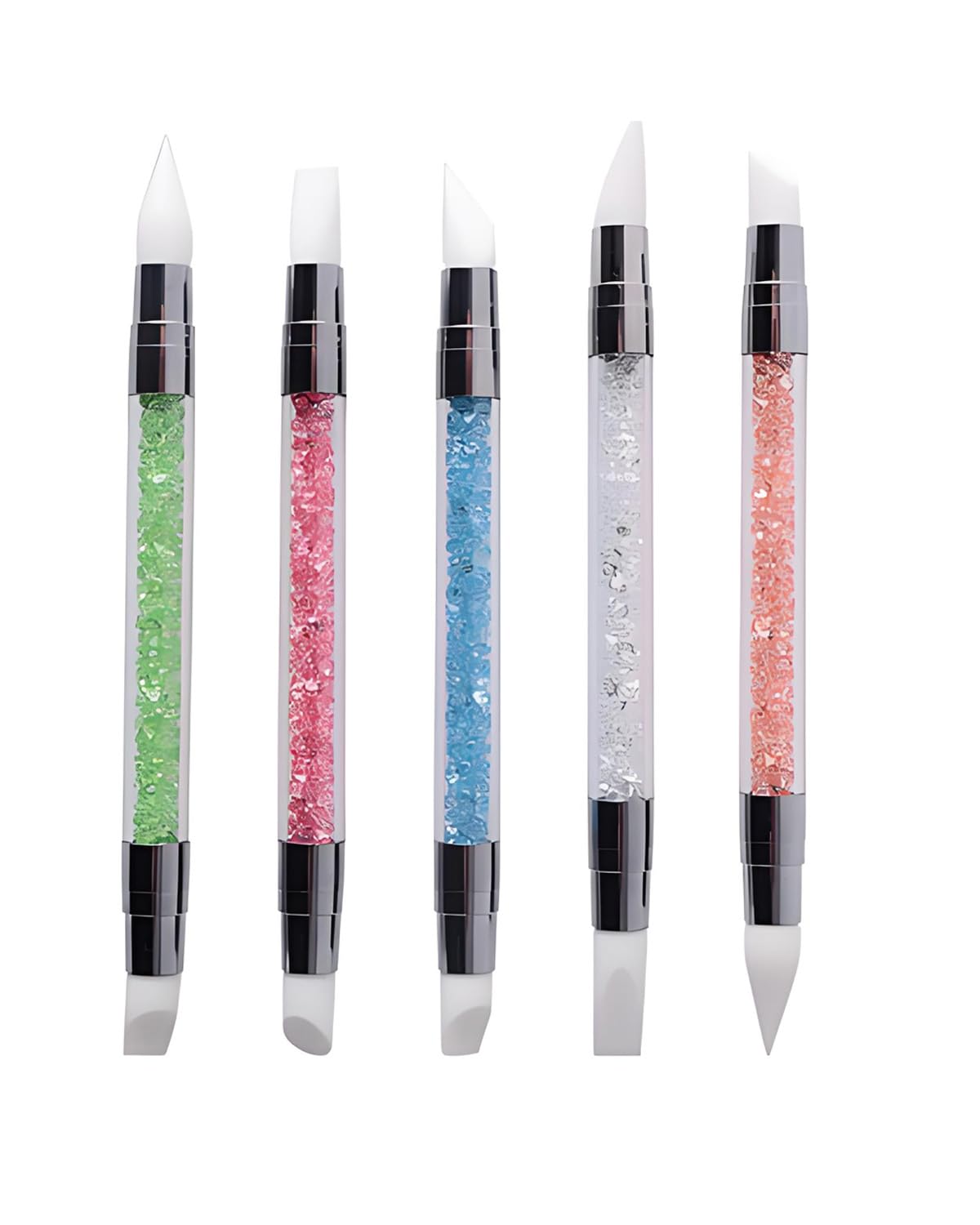 5 Pezzi Pennelli in Silicone per Unghie, Silicone Nail Art Sculpture Pen, Pennelli in Nail Gel Scultura Penna Matita Strumento Per Unghie Art Design Decorazione Kit