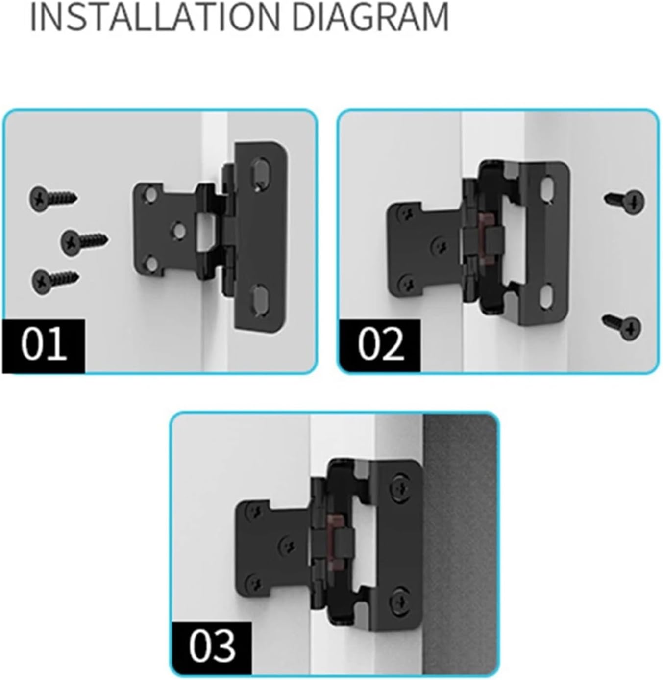 2PCS Self Closing Cabinet Hinge Cupboard Multifunction Desk Cabinet Soft Close Overlay Flush Hinges for Furniture Doors Hardware (Color : Silver)