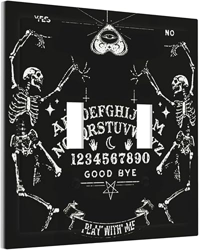 Miniatura 26 de Cubierta de interruptor de luz decorativa de pared de bruja negra Ouija Gótica Esqueleto Calavera 1 banda Placa frontal eléctrica de interruptor