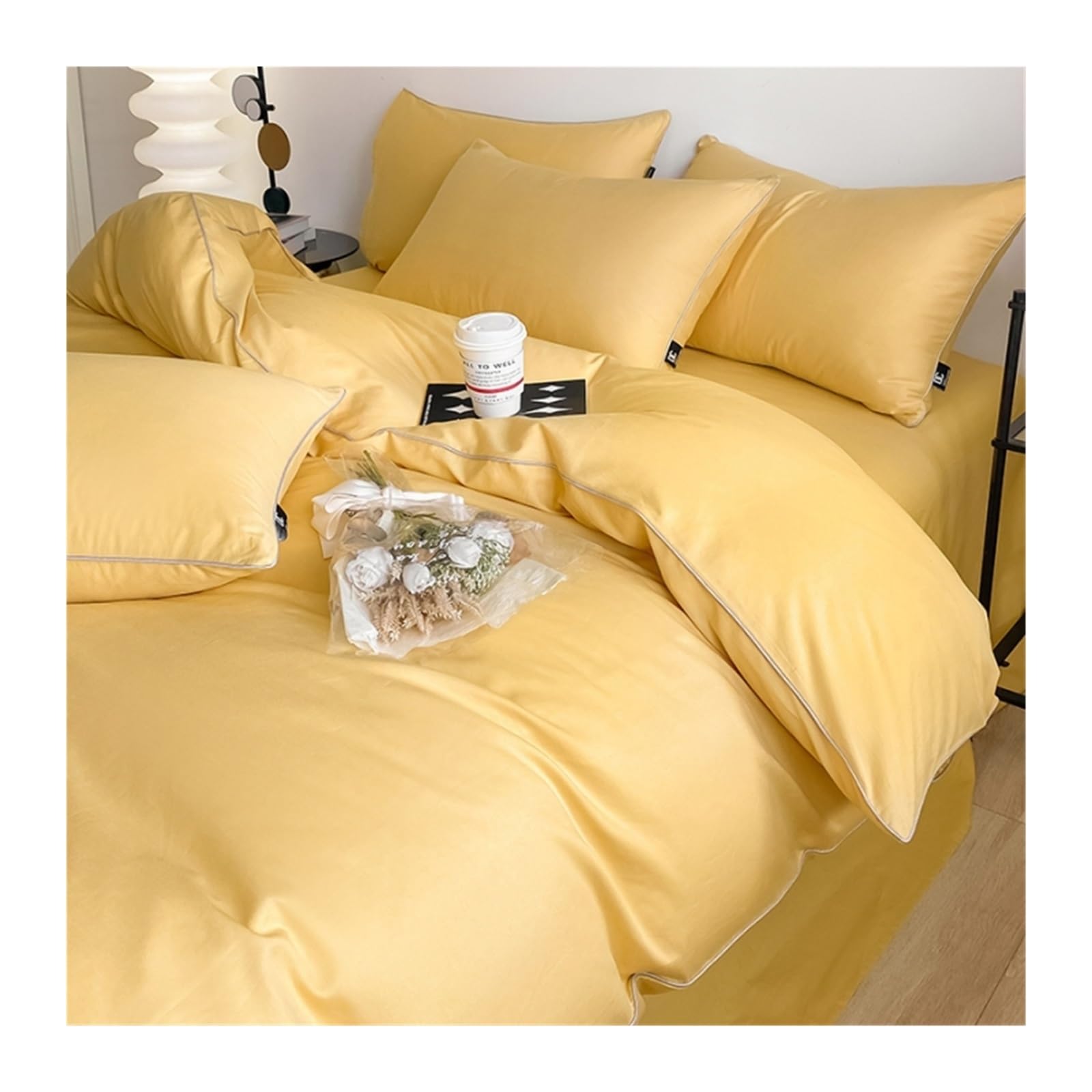 Housse de couette 100% coton lavé ultra doux pour un lit chic