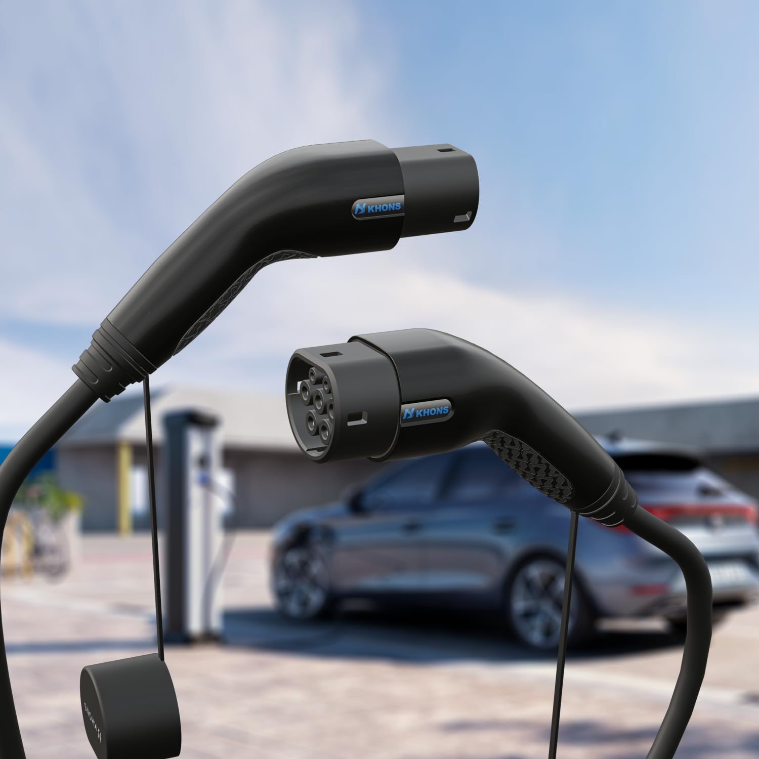 EV Cable de Carga Tipo 2 Cable de Vehículo Eléctrico EV 32A 7.4KW Cable de 5m IP65 Impermeable con Bolsa de Transporte para IEC62196 Híbrido de Carga de Coches Eléctricos（Negro）