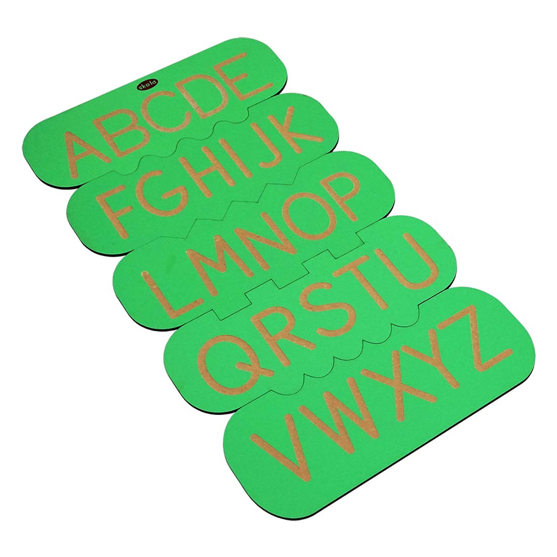 Skola Toys - English Alphabet Tracing Stencils Upper Case (Capital Letters) - Trace The Letters in The Groove - Wooden Language Educational Learning Toy for 2 to 3 Year Old