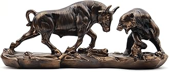 Wall Street Bull & Bear Battle Resin Statue, Bull & Bear Decoration, Home Decor Accents Bull Ornaments for Living Room, Bedroom, Wine Cabinet, Office - Black