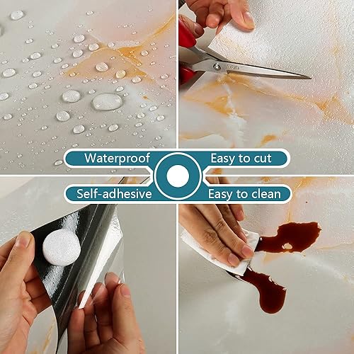 Miniatura 18 de VEELIKE Paquete de 24 azulejos de mármol gris para despegar y pegar, suelos de vinilo impermeables de 12 x 12 pulgadas, autoadhesivos, removibles