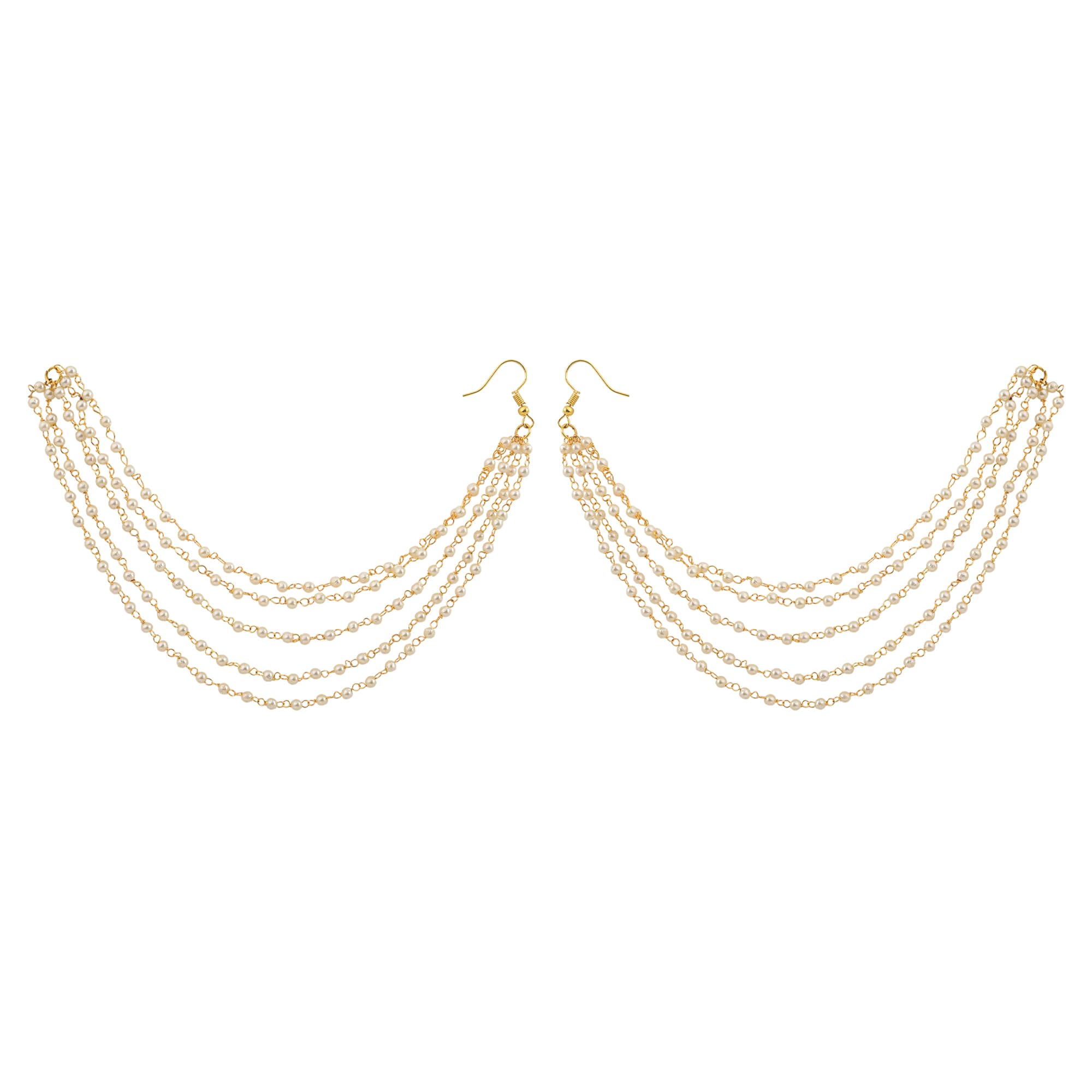 Jewellity White Pearls Ear Chains, Earring Supporter, Kaan Chain, Hair Chain for Women EC-204 (B0D7VYZ1DD) Amazon Price History, Amazon Price Tracker