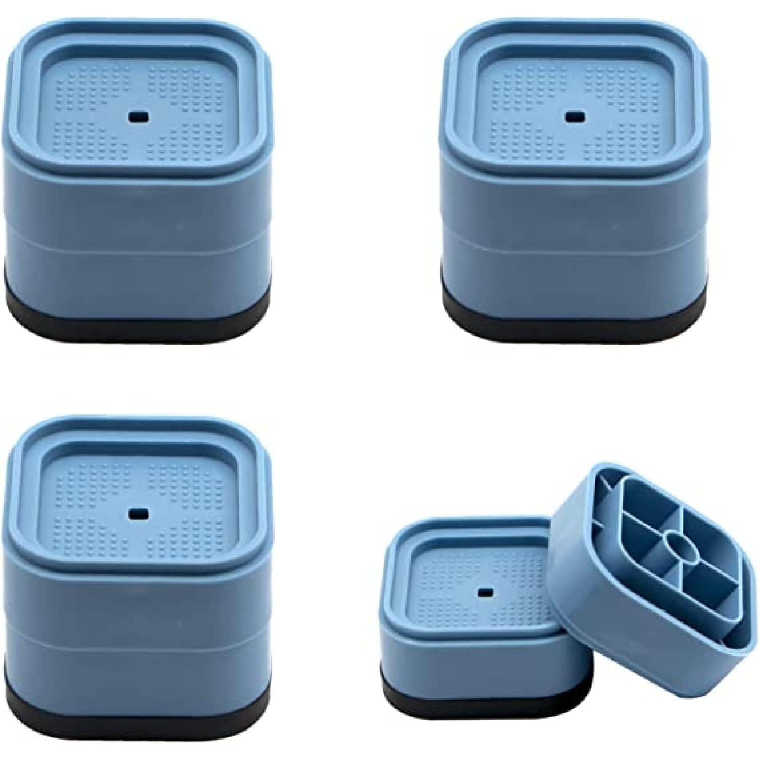CEPLO Bed Risers Stackable 3-Inch Heavy-Duty Furniture Risers, Adjustable Table & Bed Leg Extenders, Non-Slip & Anti-Vibration Floor Pads for Beds, Sofas, Desks, Chairs & Refrigerators (Set of 4)