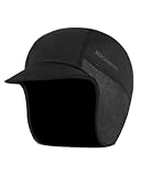 ROCKBROS Winter Cycling Caps for Men Women Windproof Cycling Hat with Sun Visor Under Helmet Liner Black