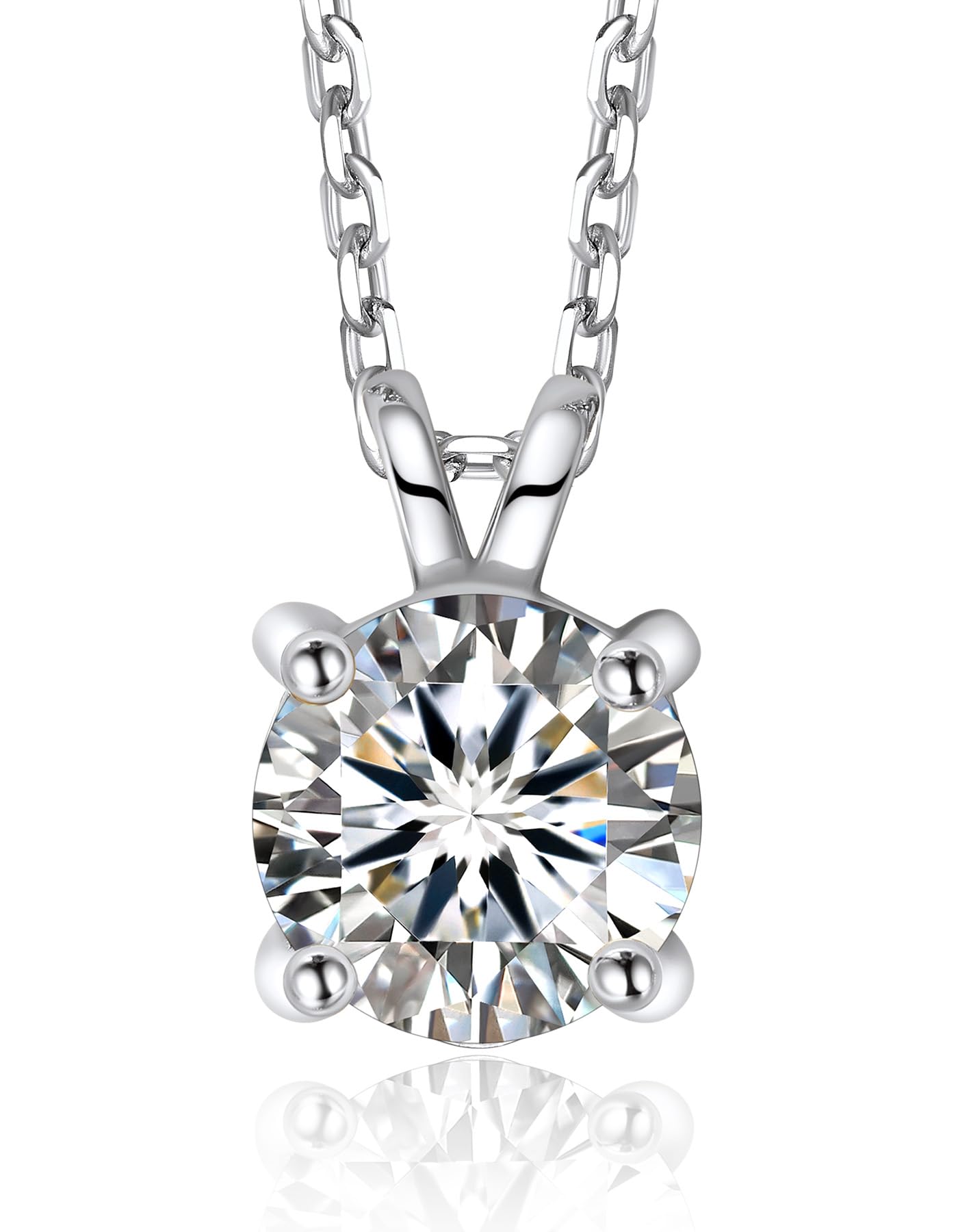 MomentWish Collar de Plata para Mujer 925 con Colgante, 1 Quilate Collar de Moissanite con Diamantes Joya Regalo de San Valentín para Mujeres Novia