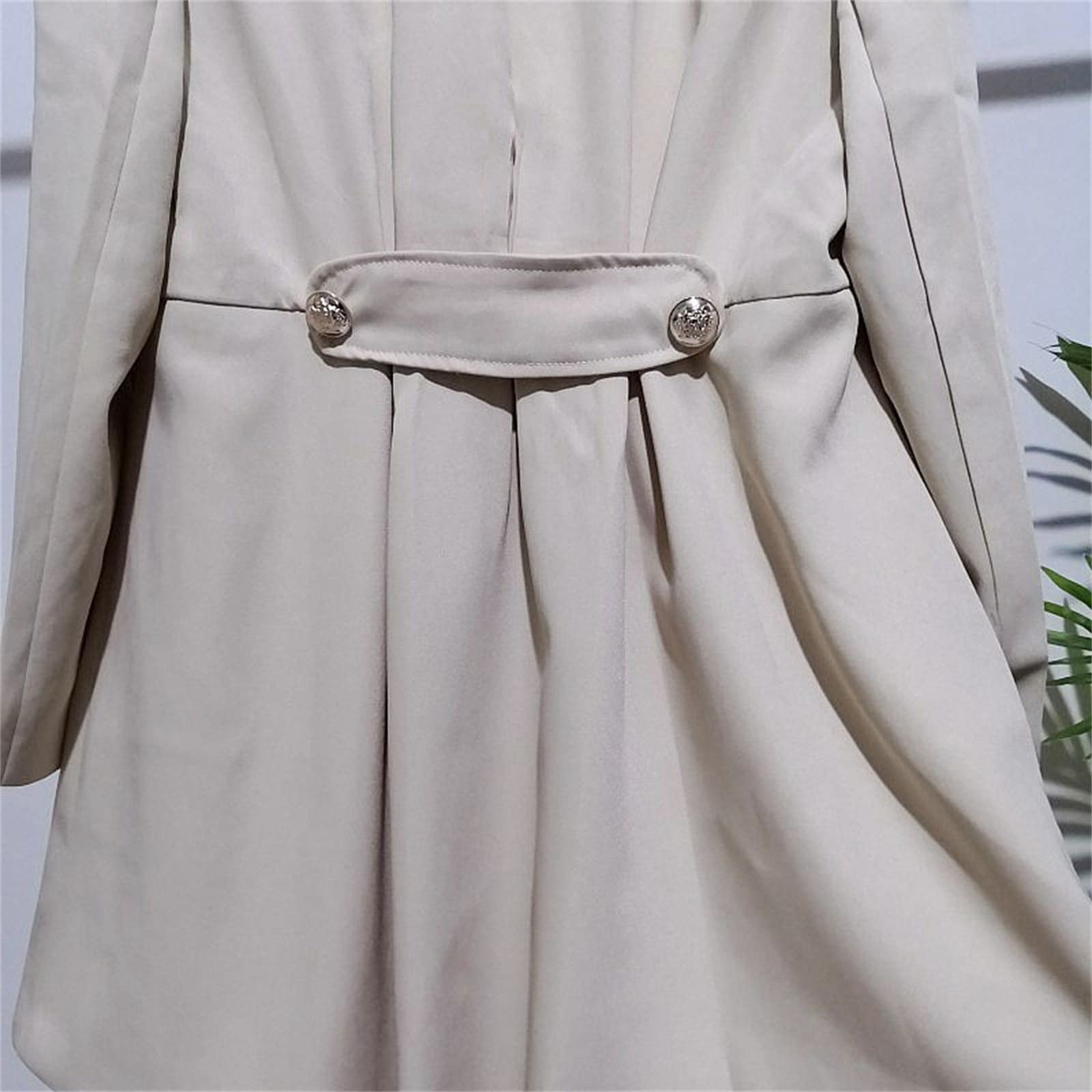 Yytcsjz Cappotto antivento lungo casuale del trench delle donne, Donne Plus Size Doppio Petto Antivento Classico Lapel Slim Trench Coat, Giacca di media lunghezza Slim Coat, per quotidiano, Casual