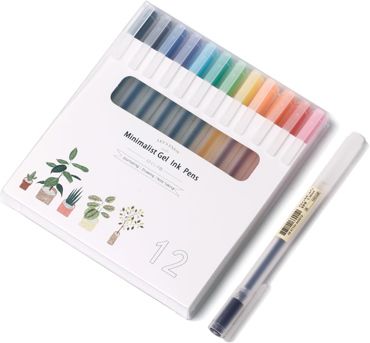 XIZE SH Premium Colorful Pens for Journaling and Note Taking - 12 Color Gel Pens With 0.38mm Fine Point Needle Tip - Minimalist Japanese Style