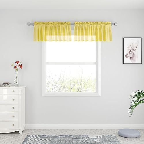 Miniatura 8 de UPOPO Cenefa de cortina transparente de gasa transparente de 15 pulgadas de largo, para sala de estar, dormitorio, cocina, cenefa transparente para