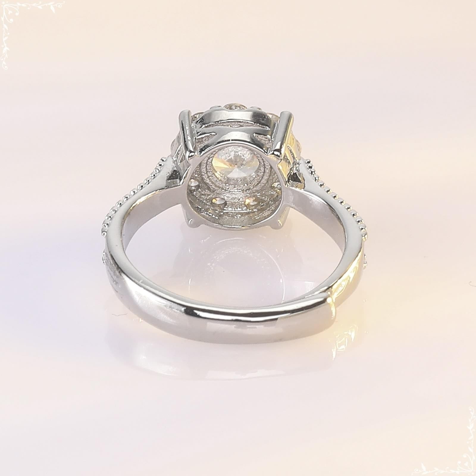 Wycian Vintage Moissanite pierścionki dla kobiet białe złoto pierścionek dla kobiet 18K 4 zęby z cyrkonią rozmiar H 1/2 moda dla cioci biżuteria na Dzień Matki