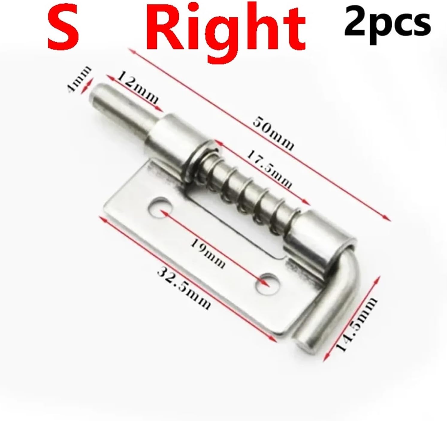 2PCS Strong Spring Gate Door Latch Lock Pin Stainless Steel Garage Window Barn Cabinet Security Car Truck Safety Bolt Latches Outdoor(S Right)