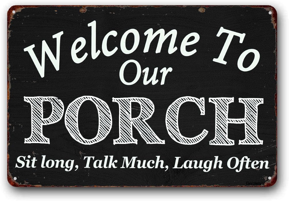 Home Office Decor, Front Porch Decor, Outdoor Door Sign, Back Door Porch Sign "Welcome to Our Porch" Metal Aluminum Sign 8x12 Inch