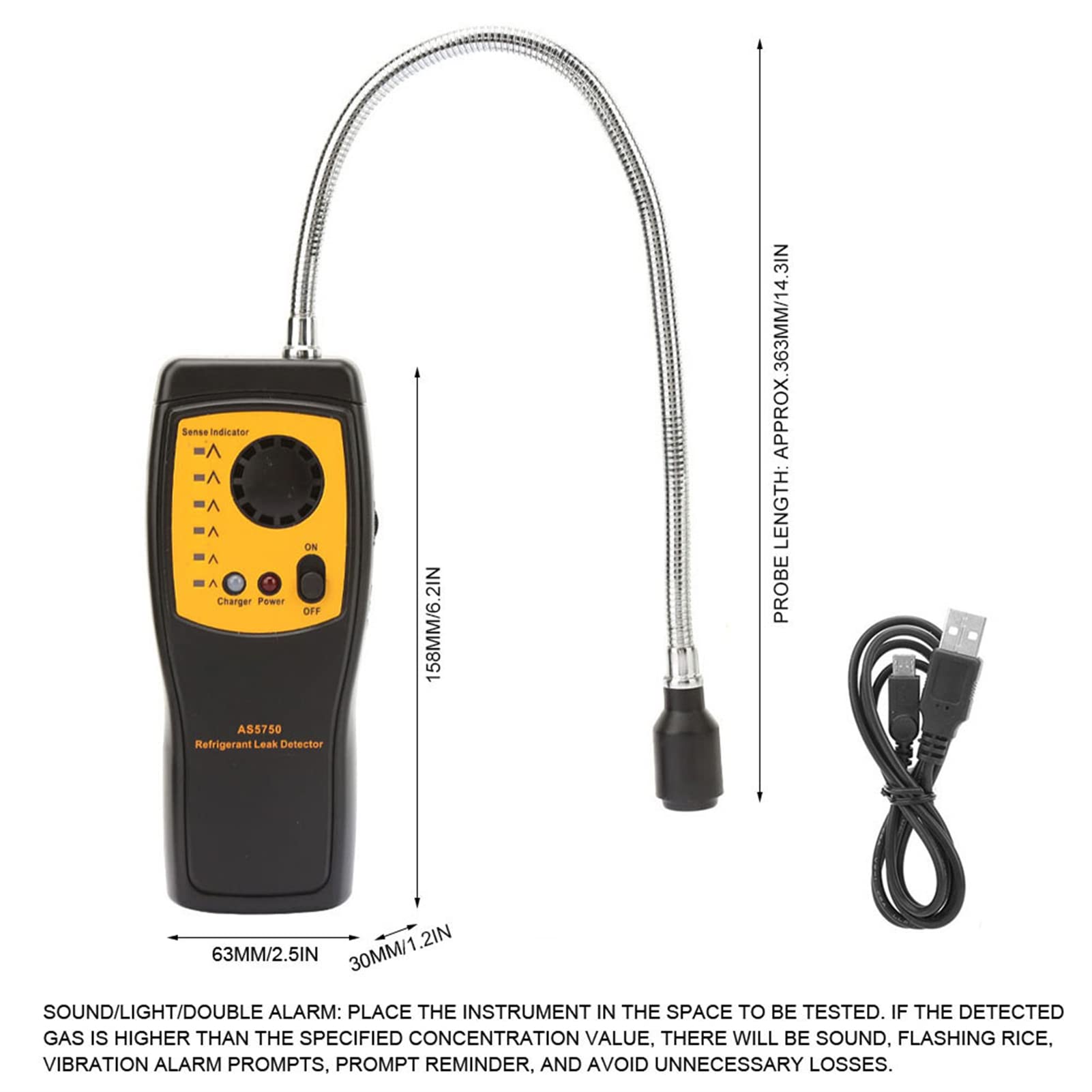 Rilevatore di perdite portatile Rilevatore di gas alogeno, SMART SENSOR AS5750 Tester di perdite di gas refrigerante per aria condizionata