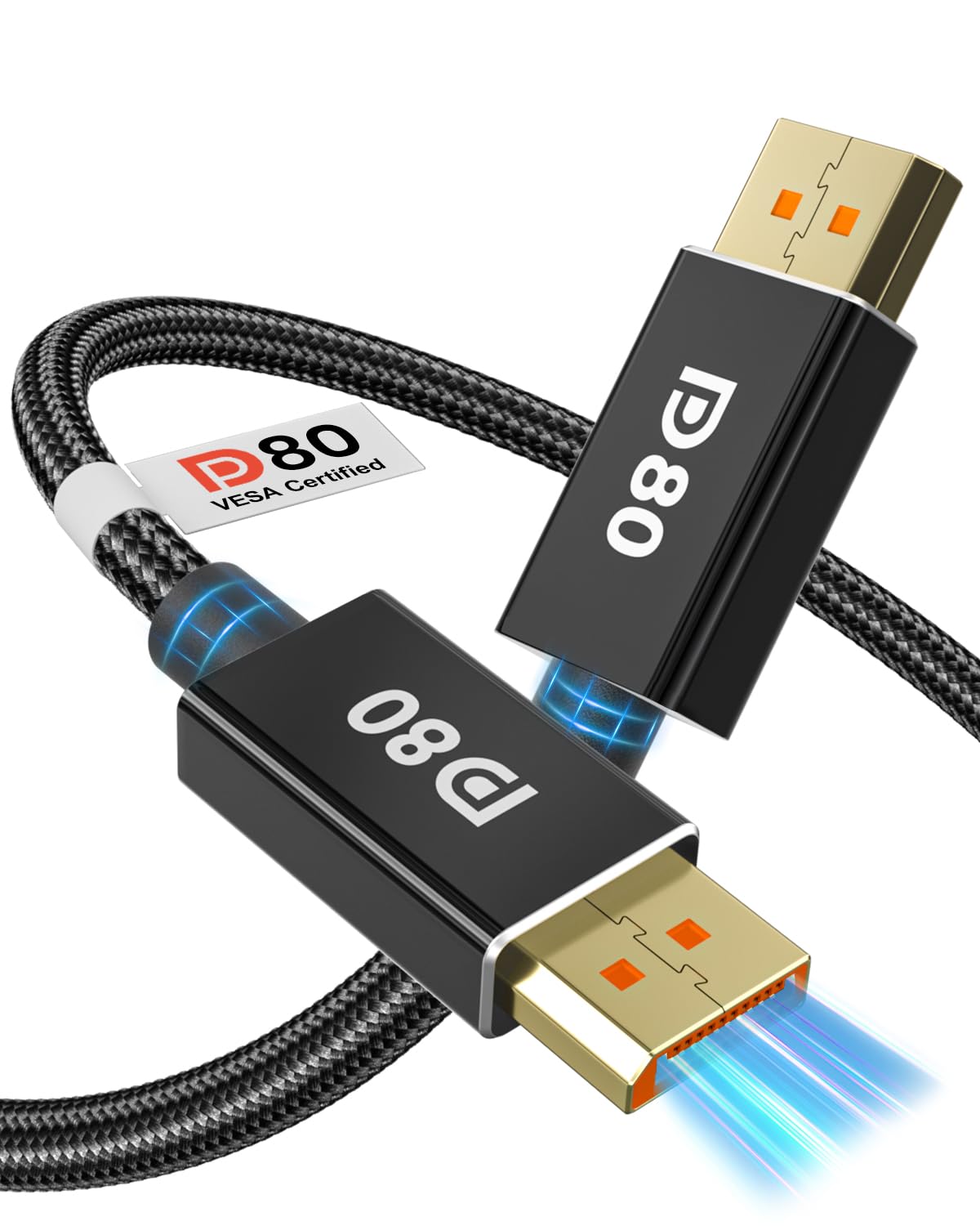 80Gbps DisplayPort Cable 2.1 3.3FT [VESA Certified], DP80 [16K@60Hz, 8K@240Hz, 4K@540Hz] DP 2.1 Cable UHBR20, HDR, HDCP2.3, DSC 1.2a, FreeSync G-Sync