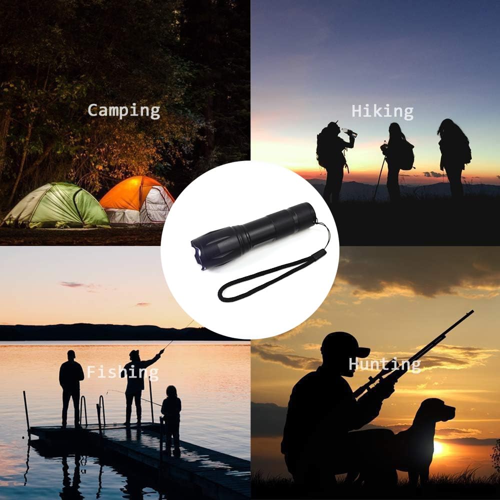 Lot de 4 mini lampes de poche LED rechargeables, petites lampes de poche lumineuses à lumière rouge zoomable avec lumière noire de 395 nm, lampes de poche UV, chargement USB C, pour camping, randonnée