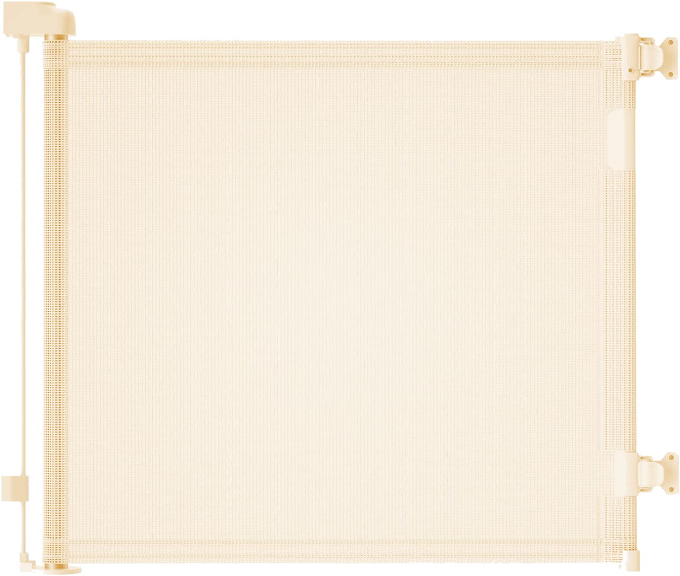 60 Inch Retractable Baby Gate Mesh Dog Gates for The House Pet Gates for Dogs Child Gates for Doorways Outdoor Gates for Decks Stair Gates for Kids or Pets Indoor Gate for Dogs Toddler Gate (Beige)