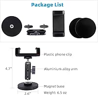Vista 5 de Gym Magnetic Phone Holder Mount with 360° Adjustable Dual Ballhead Magic Arm, Magnet Base Phone Mount for Gym Equipment, Refrigerator, or Any